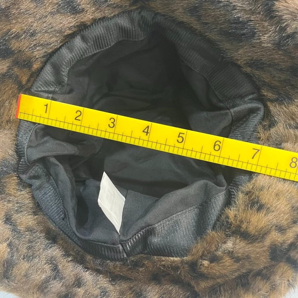 BP. Faux Fur Leopard Print Bucket Hat Brown Black Plush One Size Nordstrom NWT - Picture 6 of 12